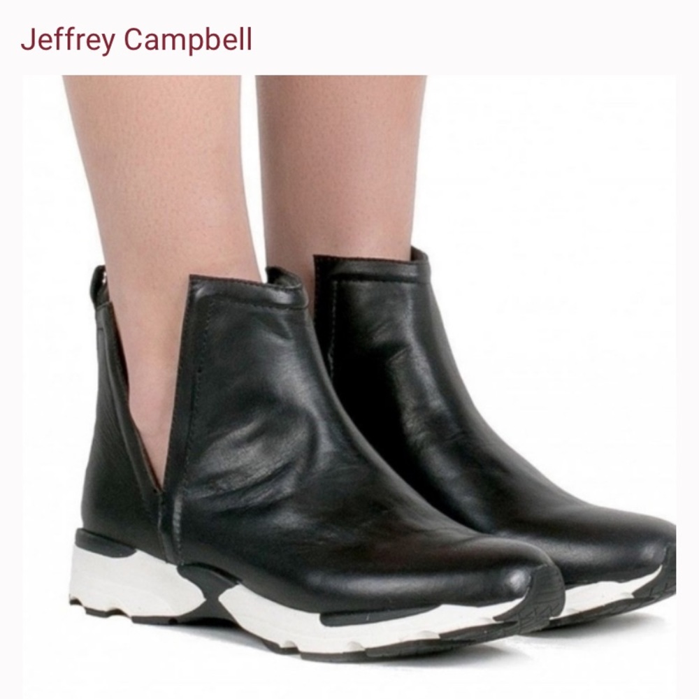 Jeffrey Campbell Obrien Black Leather Cut Out Sneaker Boit in size 6.5